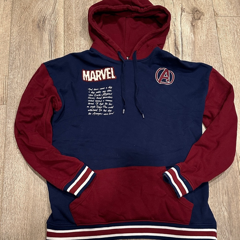 Marvel Men's Burgundy and Navy Hoodie
